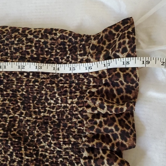 Suzy Shier Cheeter Print Cropped Cami Top with Ruched Back and ruffled hem - Picture 13 of 13